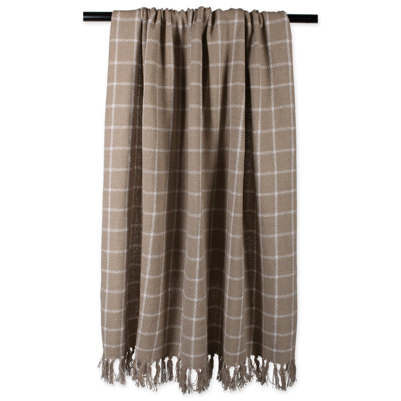 DII Transitional Checked Plaid Woven Throw, 50x60, Stone - Image 4